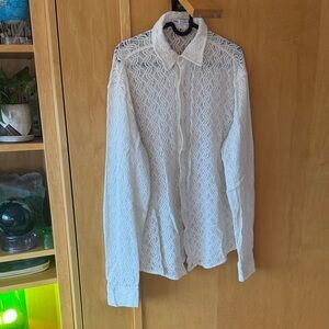 Zara White Lace Men's Casual Shirt